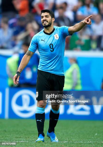 Luis Suarez of Uruguay reacts during the 2018 FIFA World Cup Russia Quarter Final match between Winner Game 49 and Winner Game 50 at Nizhny Novgorod...