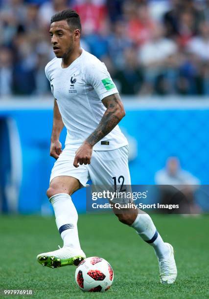 Corentin Tolisso of France in action during the 2018 FIFA World Cup Russia Quarter Final match between Winner Game 49 and Winner Game 50 at Nizhny...