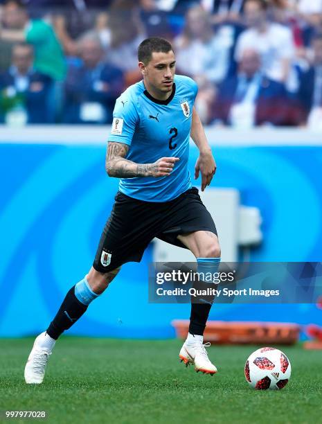 Jose Gimenez of Uruguay in action during the 2018 FIFA World Cup Russia Quarter Final match between Winner Game 49 and Winner Game 50 at Nizhny...