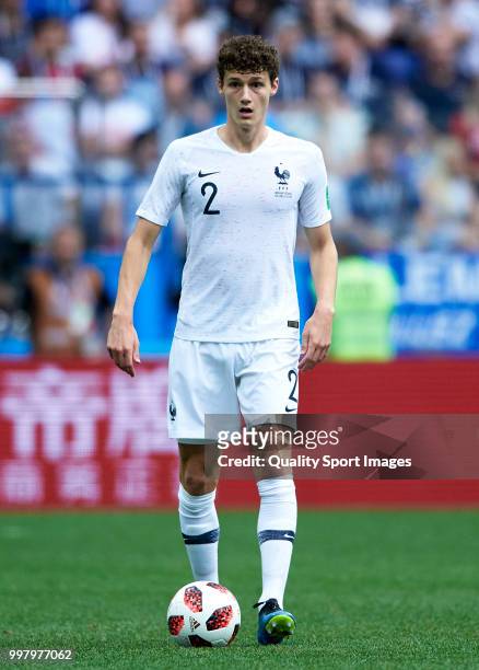 Benjamin Pavard of France in action during the 2018 FIFA World Cup Russia Quarter Final match between Winner Game 49 and Winner Game 50 at Nizhny...
