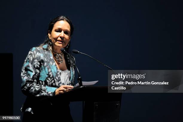 Lidia Camacho Director of the Palacio de Bellas Artes speaks during a press conference to announce the XLVI Festival Internacional Cervantino at...