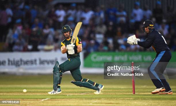 Daniel Christian of Nottingham batting during the Vitality Blast match between Derbyshire Falcons and Notts Outlaws at The 3aaa County Ground on July...