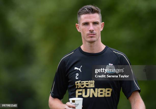 Ciaran Clark walks outside during the Newcastle United Training session at Carton House on July 13 in Kildare, Ireland.