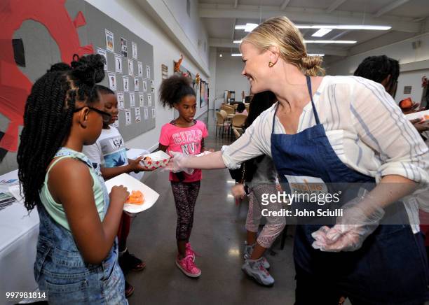 Actress Alison Sweeney volunteers with Feeding America and the Los Angeles Regional Food Bank to raise awareness around Summer Hunger at the Siemon...