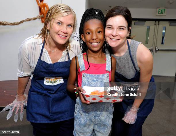 Actors Alison Sweeney and Betsy Brandt volunteer with Feeding America and the Los Angeles Regional Food Bank to raise awareness around Summer Hunger...