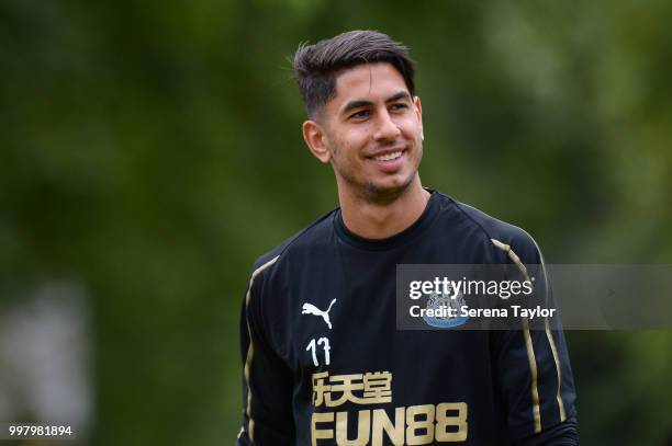 Ayoze Perez walks outside during the Newcastle United Training session at Carton House on July 13 in Kildare, Ireland.