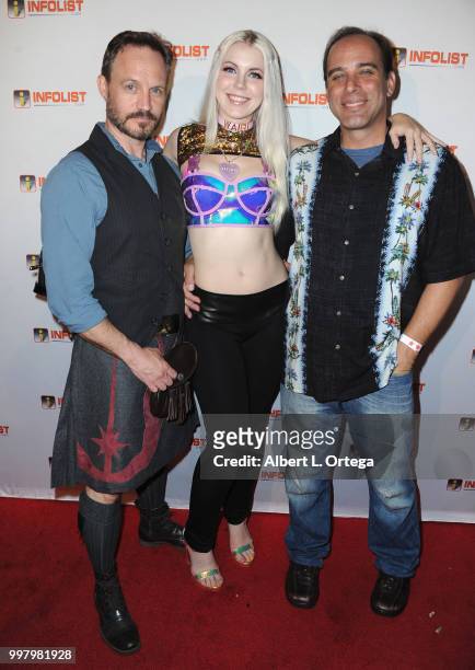 Steve Huff, Genevieve Nylen and Bill Ostroff arrive for the INFOLIST.com's Annual Pre-Comic-Con Party held at OHM Nightclub on July 12, 2018 in...