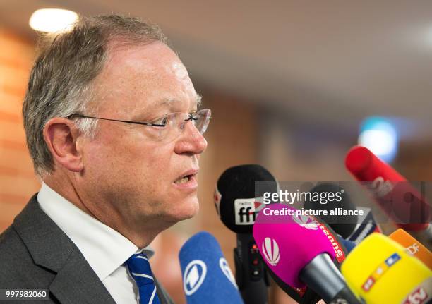 Stephan Weil, Prime Minister of the German state Lower Saxony is speaking on a press conference in Hanover, Germany, 7 August 2017. Weil announced...