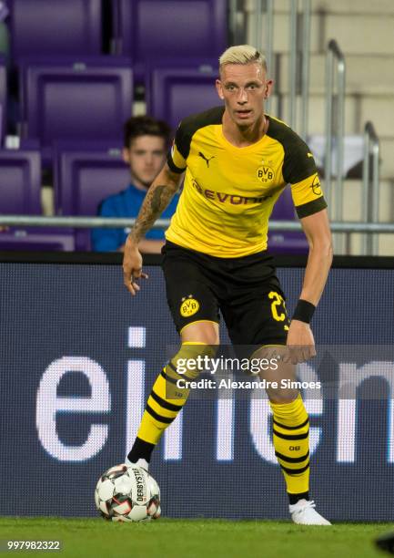 Marius Wolf of Borussia Dortmund in action during a friendly match against Austria Wien at the Generali Arena on July 13, 2018 in Vienna, Austria.