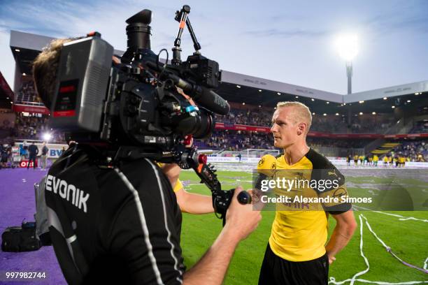 Sebastian Rode of Borussia Dortmund during an interview after the final whistle of a friendly match against Austria Wien at the Generali Arena on...
