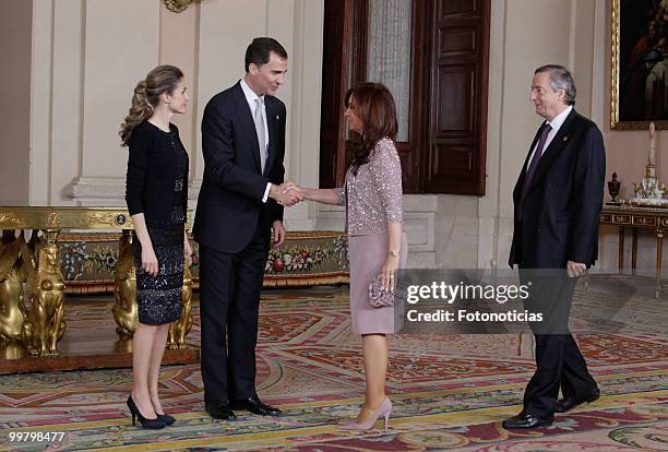 Princess Letizia of Spain, Prince Felipe of Spain, President of Argentina Cristina Fernandez and her husband Nestor Kirchner attend the VI European...