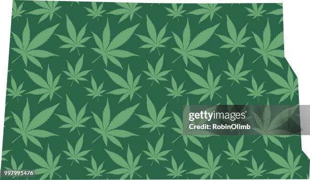north dakota marijuana leaves map - robinolimb stock illustrations