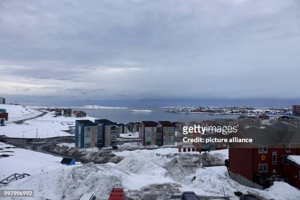 View of the Nuuk fjord from the house of Michael and Tatiana Schluchtmann in Nuuk, Greenland, 4 May 2017. Around 50 German ex-pats live on the...
