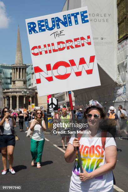 Activists protest against US President Donald Trump's UK visit on the 13th July 2018 in central London in the United Kingdom. Donald Trump is on a UK...