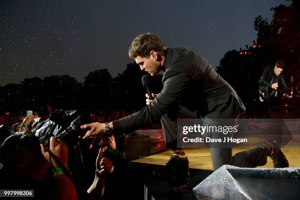 Michael Buble performs on stage as Barclaycard present British Summer Time Hyde Park at Hyde Park on July 13, 2018 in London, England.