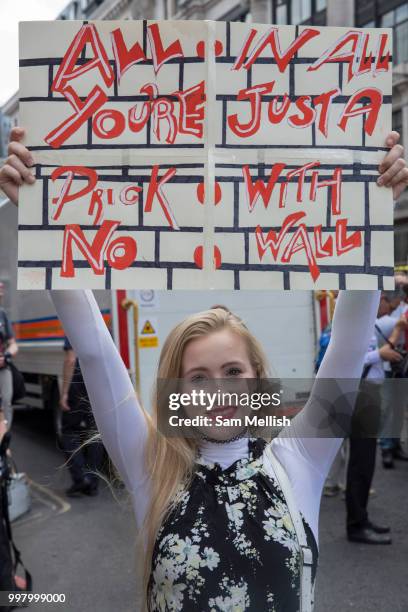 Activists protest against US President Donald Trump's UK visit on the 13th July 2018 in central London in the United Kingdom. Donald Trump is on a UK...