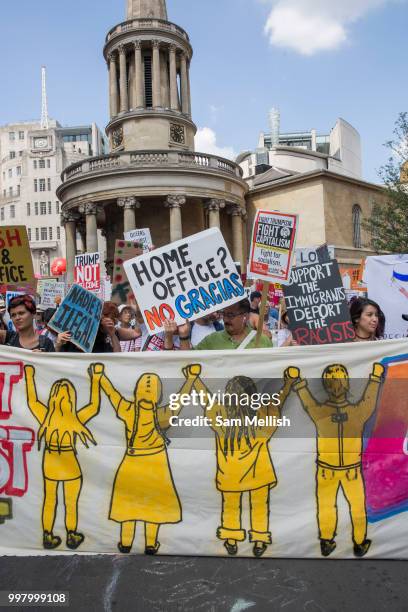 Activists protest against US President Donald Trump's UK visit on the 13th July 2018 in central London in the United Kingdom. Donald Trump is on a UK...