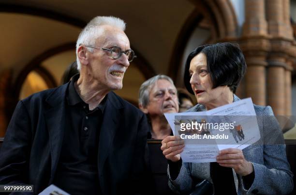 Nobel laureate Herta Mueller attends a commemoration for Chinese human rights activist and Nobel Peace Prize laureate Liu Xiaobo at Gethsemane Church...