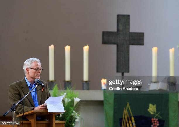 Pulitzer Prize-winning author and journalist Ian Johnson addresses during a commemoration for Chinese human rights activist and Nobel Peace Prize...