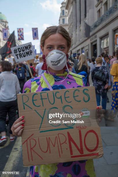 Activists protest against US President Donald Trump's UK visit on the 13th July 2018 in central London in the United Kingdom. Donald Trump is on a UK...