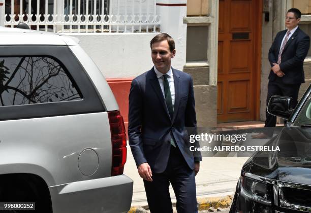 White House advisor Jared Kushner leaves the headquarters of Mexican President-elect Andres Manuel Lopez Obrador's party after holding a meeting, in...