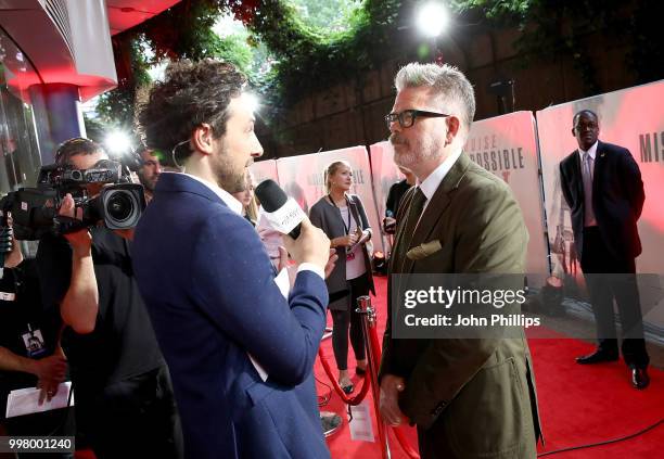 Alex Zane interviews director Christopher McQuarrie at the UK Premiere of 'Mission: Impossible - Fallout' at the BFI IMAX on July 13, 2018 in London,...