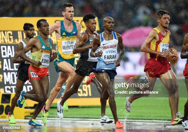 Mohamed Farah from Great Britain in action during the men's 5000 meter prequalifier at the IAAF World Championships, in London, UK, 9 August 2017....