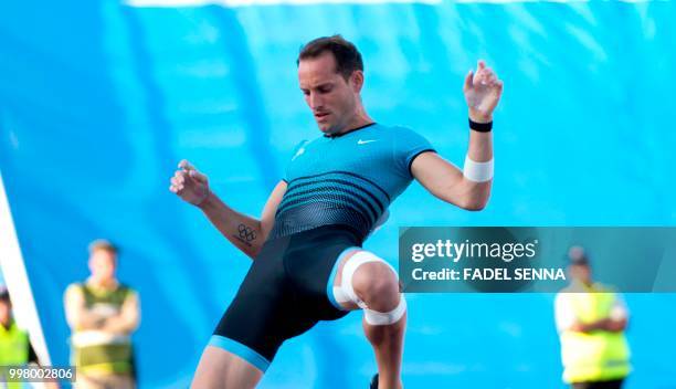 France's Lavillenie Renaud competes during the Pole Vaults Men's event at the Morocco Diamond League athletics competition in the Stadium Prince...