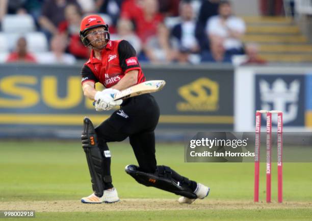 Paul Collingwood of Durham watches as he is caught during the Vitality Blast match between Durham Jets and Yorkshire Vikings at the Emirates...