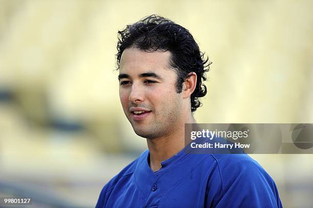 Portrait of Andre Ethier of the Los Angeles Dodgers at batting pactice before the game against the Colorado Rockies at Dodger Stadium on May 7, 2010...