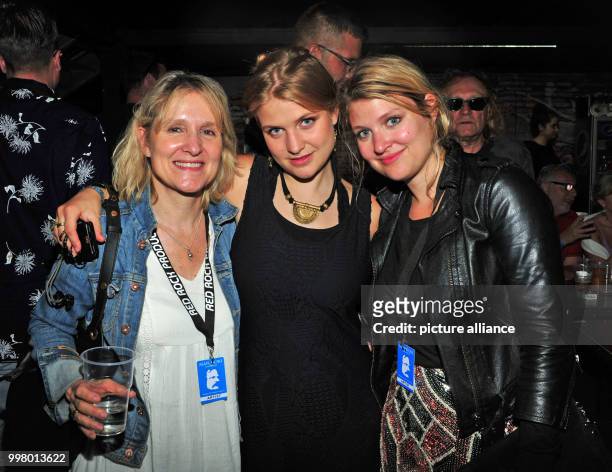 Eva Mandoki, wife of musician Leslie Mandoki with daughters Julia and Lara at the Wings of Freedom concert at the Sziget Festival in Budapest,...