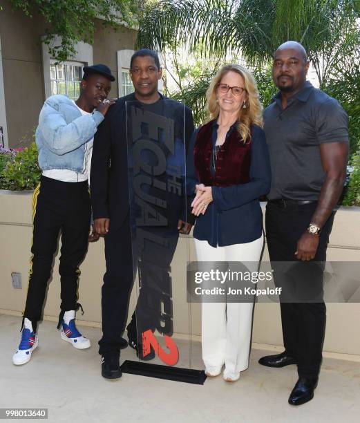 Ashton Sanders, Denzel Washington, Melissa Leo and Antoine Fuqua attend the photo call for Columbia Pictures' "The Equalizer 2" at the Four Seasons...