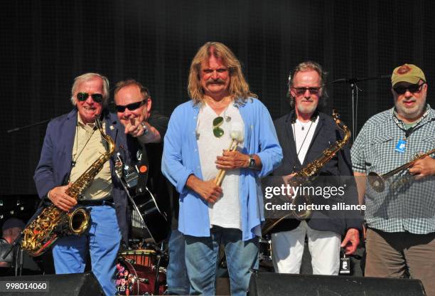 Saxophonist Klaus Doldinger, English singer Nick Van Eede, musician Leslie Mandoki, saxophonist John Helliwell and jazz musicians Randy Brecker at...