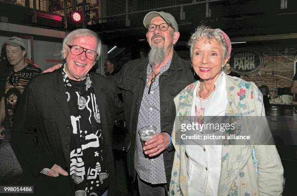 Saxophonist Klaus Doldinger , his wife Inge and British rock singer Chris Thompson at the Wings of Freedom concert at the Sziget Festival in...