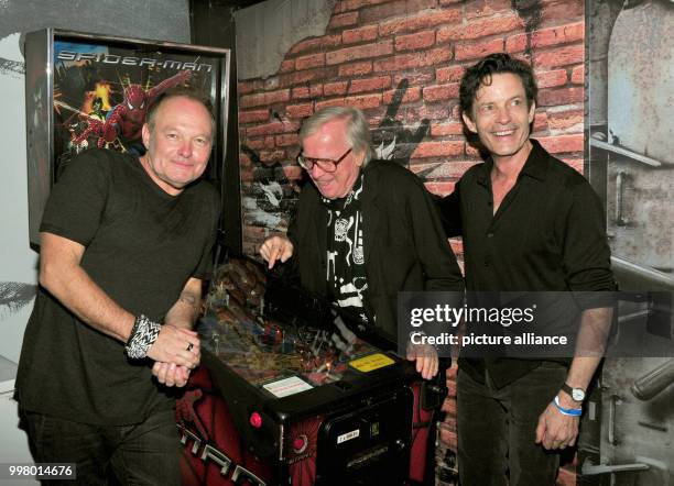 English singer Nick Van Eede, saxophonist Klaus Doldinger and Supertramp member Mike Hart at the Wings of Freedom concert at the Sziget Festival in...