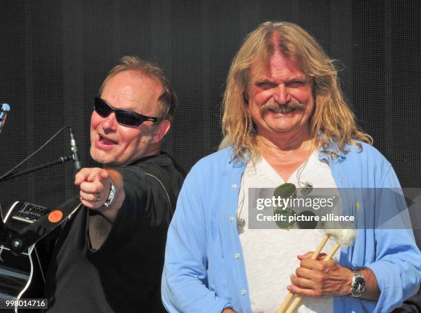 English singer Nick Van Eede and musician Leslie Mandoki at the the Wings of Freedom concert in Budapest, Hungary, 8 August 2017. The Sziget...