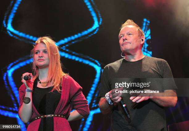 Singer Julia Mandoki and English musician Nick Van Eede at the the Wings of Freedom concert in Budapest, Hungary, 8 August 2017. The Sziget Festival,...