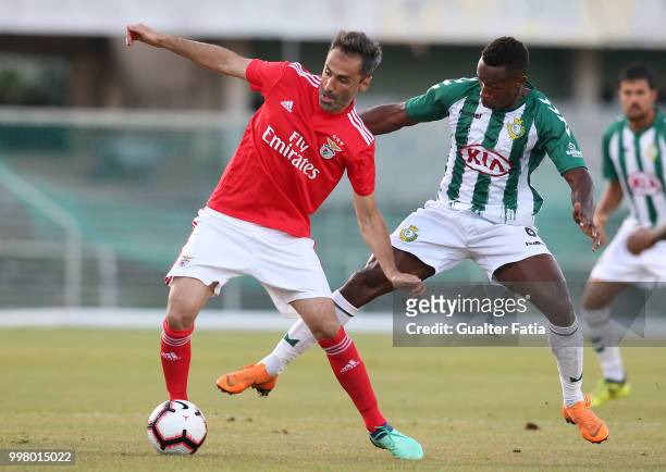 Benfica forward Jonas from Brazil with Vitoria Setubal midfielder Jose Semedo from Portugal in action during the Pre-Season Friendly match between SL...