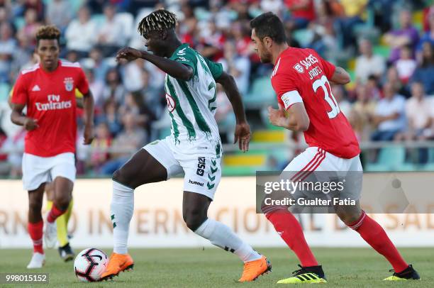 Vitoria Setubal forward Valdu Te from Guinea Bissau with SL Benfica defender Jardel from Brazil in action during the Pre-Season Friendly match...