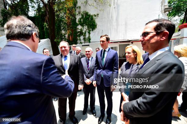 Secretary of State Mike Pompeo , US Homeland Security Secretary Kirstjen Nielsen , White House advisor Jared Kushner and US Treasury Secretary Steven...