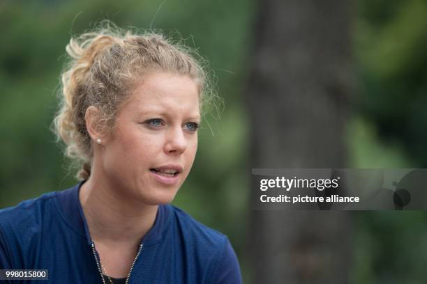 German tennis player Laura Siegemund is interviewed by the German Press Agency in Stuttgart, Germany, 8 August 2017. Photo: Marijan Murat/dpa