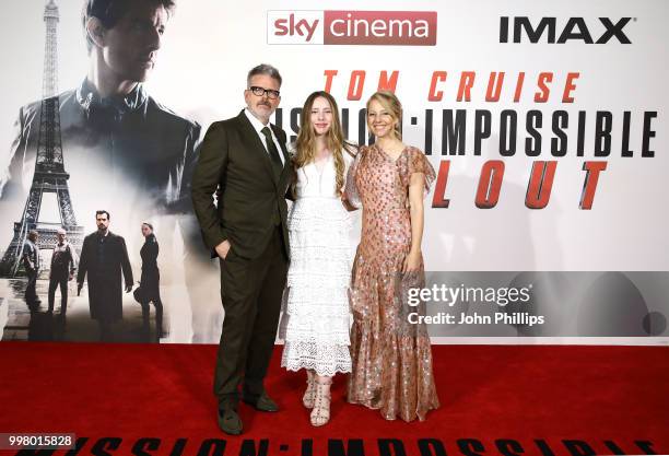 Director Christopher McQuarrie, daughter Wilhelmina and wife Heather attend the UK Premiere of 'Mission: Impossible - Fallout' at the BFI IMAX on...