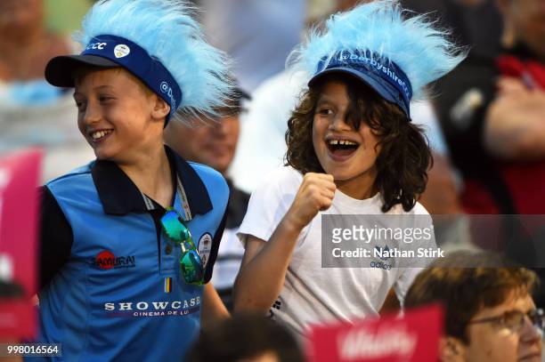 Young Fans during the Vitality Blast match between Derbyshire Falcons and Notts Outlaws at The 3aaa County Ground on July 13, 2018 in Derby, England.