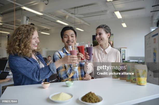 Ada Batazy, Gerald Perry Marin and Vita Jarolimkova in the start-up centre Kraftwerk in Bremen, Germany, 27 July 2017. The trio are the minds behind...