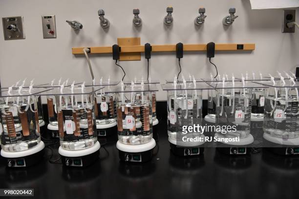 South Adams County Water and Sanitation District tests water for metals at Klein Water Treatment Facility on July 13, 2018 in Commerce City, Colorado.