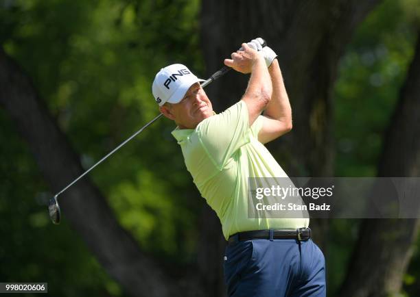 Jeff Maggert plays a tee shot on the 17th hole during the second round of the PGA TOUR Champions Constellation SENIOR PLAYERS Championship at Exmoor...
