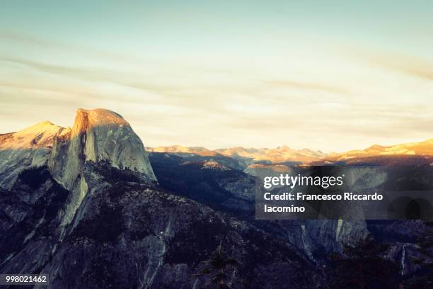 sunset from glacier point, yosemite - sunset point stock pictures, royalty-free photos & images