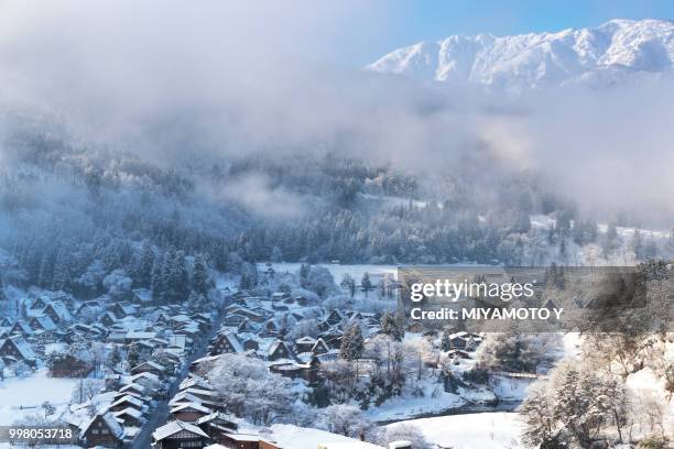 shirakawago in snow - miyamoto y stock pictures, royalty-free photos & images