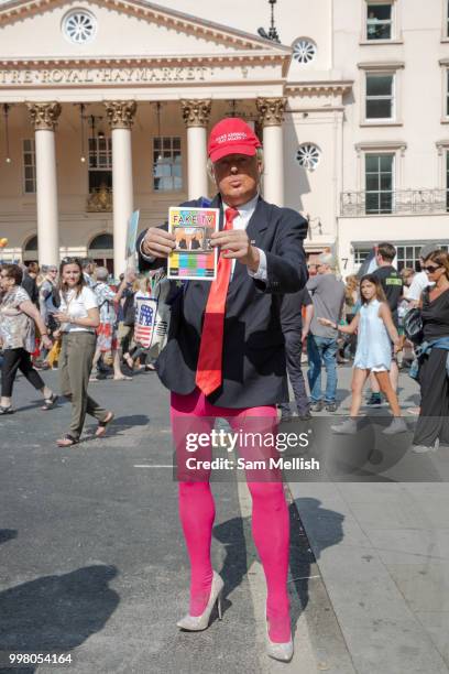 Activists protest against US President Donald Trump's UK visit on the 13th July 2018 in central London in the United Kingdom. Donald Trump is on a UK...