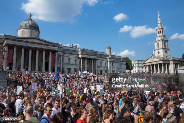 Activists protest against US President Donald Trump's UK visit on the 13th July 2018 in central London in the United Kingdom. Donald Trump is on a UK...